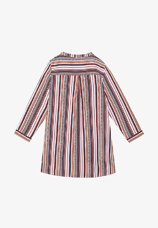 Shyanne Multi Stripes Blouse - White Red