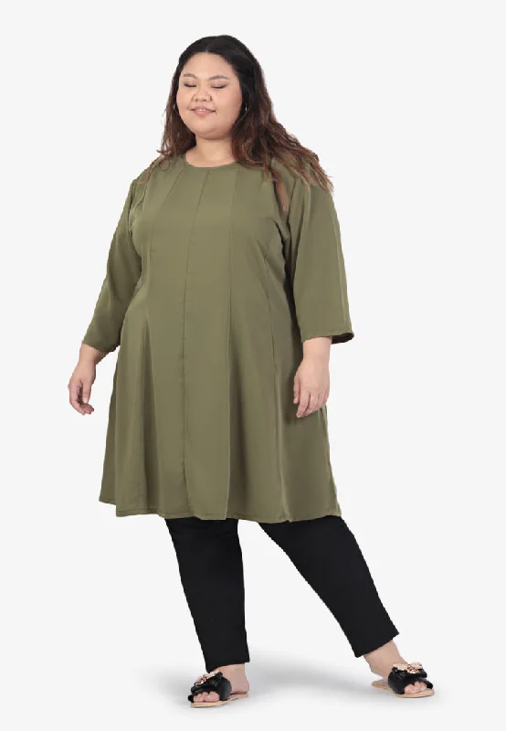 Maimuna Minimalist Easy Wear Tunic Top - Olive Green