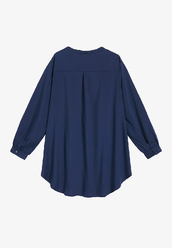 Eiza Embroidery Button Blouse - Blue