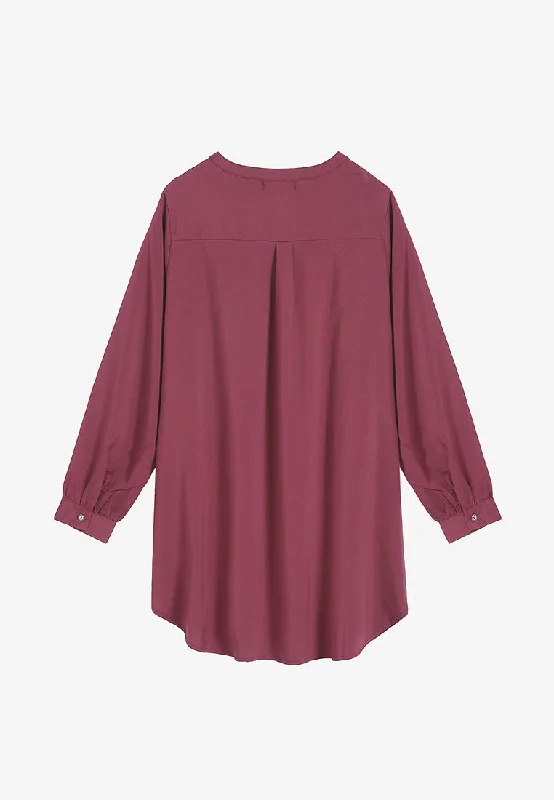 Eiza Embroidery Button Blouse - Maroon