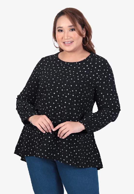 Minnea Textured Floral Blouse - Black