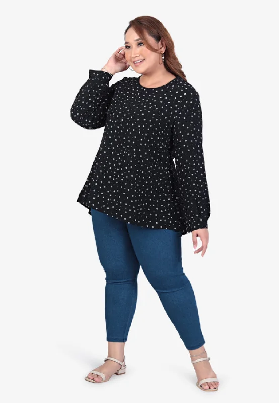 Minnea Textured Floral Blouse - Black