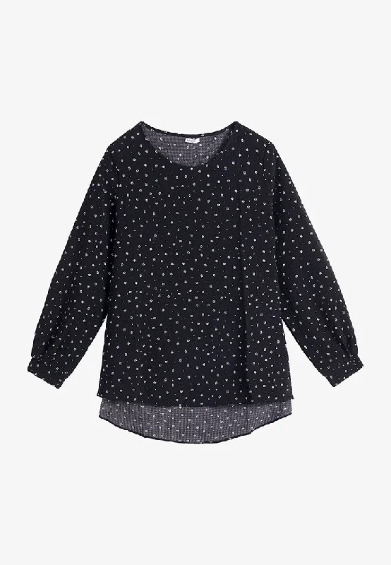 Minnea Textured Floral Blouse - Black