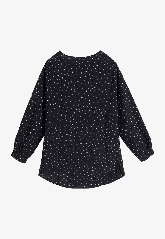 Minnea Textured Floral Blouse - Black