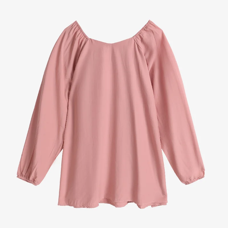 Judy Gathered Neckline Blouse - Soft Pink