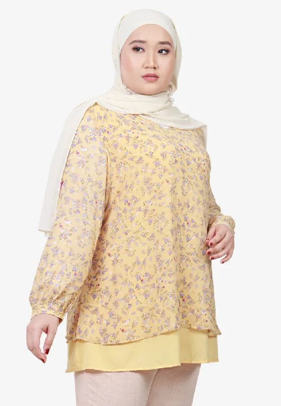 Yaffa Layered Chiffon Blouse - Yellow