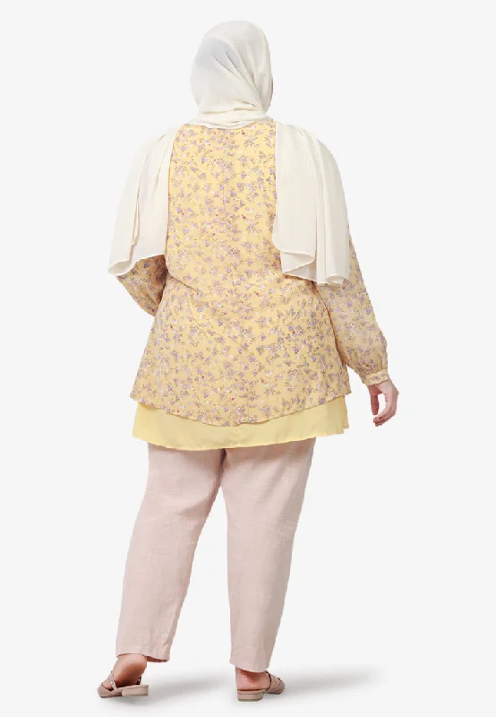 Yaffa Layered Chiffon Blouse - Yellow