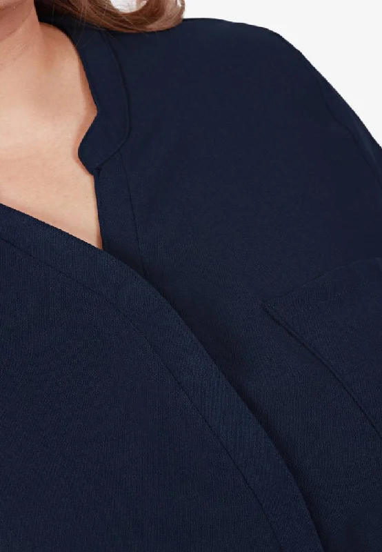 Docia Minimalist Stand Collar Blouse - Navy Blue