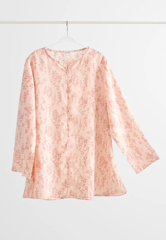 Presley Front Zip Floral Blouse - Pink