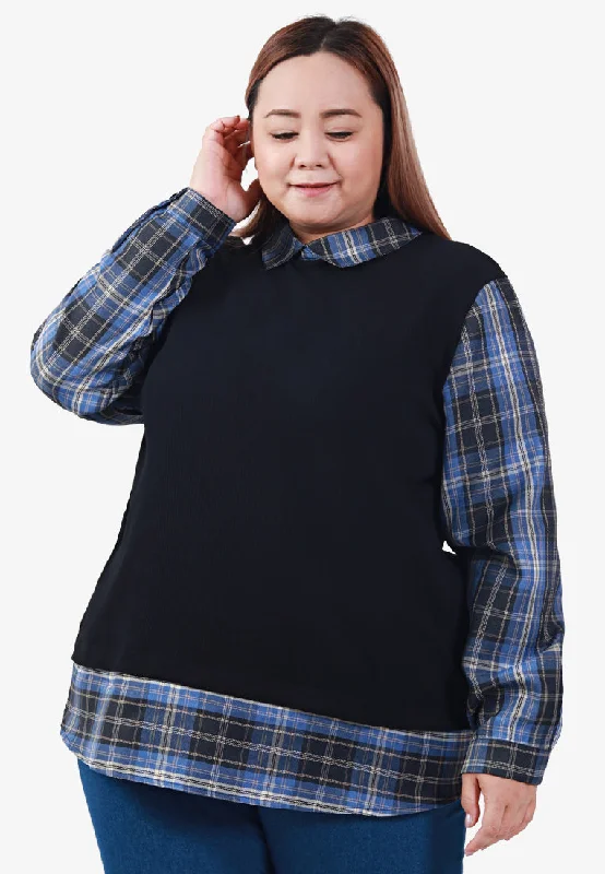 Checki Fake Two Layer Checkered Top - Blue