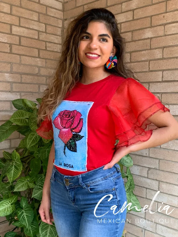 Mexican Loteria Shirt LA ROSA - GIRLS