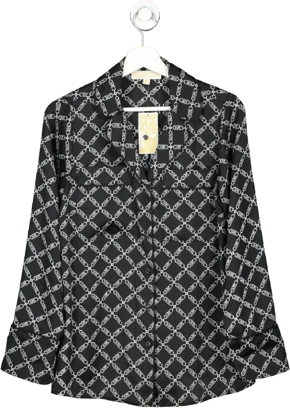 Michael Kors Black Graphic Print Long Sleeve Shirt UK S