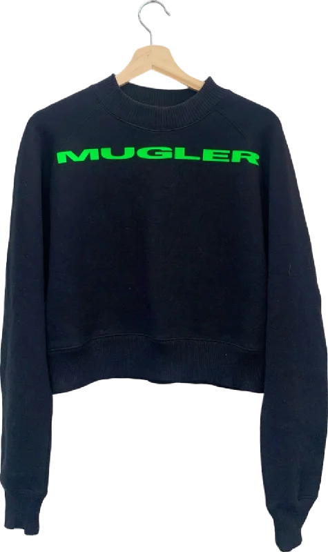 Mugler Black Crop Sweatshirt Size UK 10