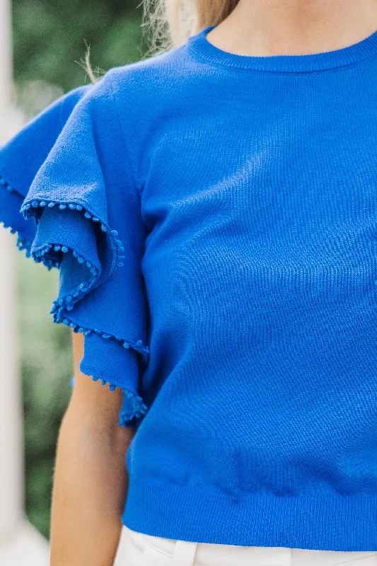 My Kind Of Love Blue Pompom Sweater