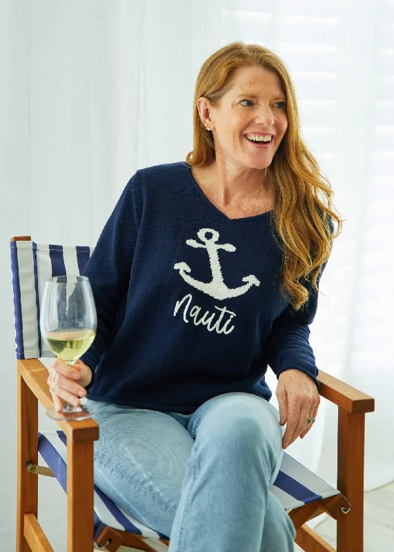 Navy Nauti V-Neck Sweater