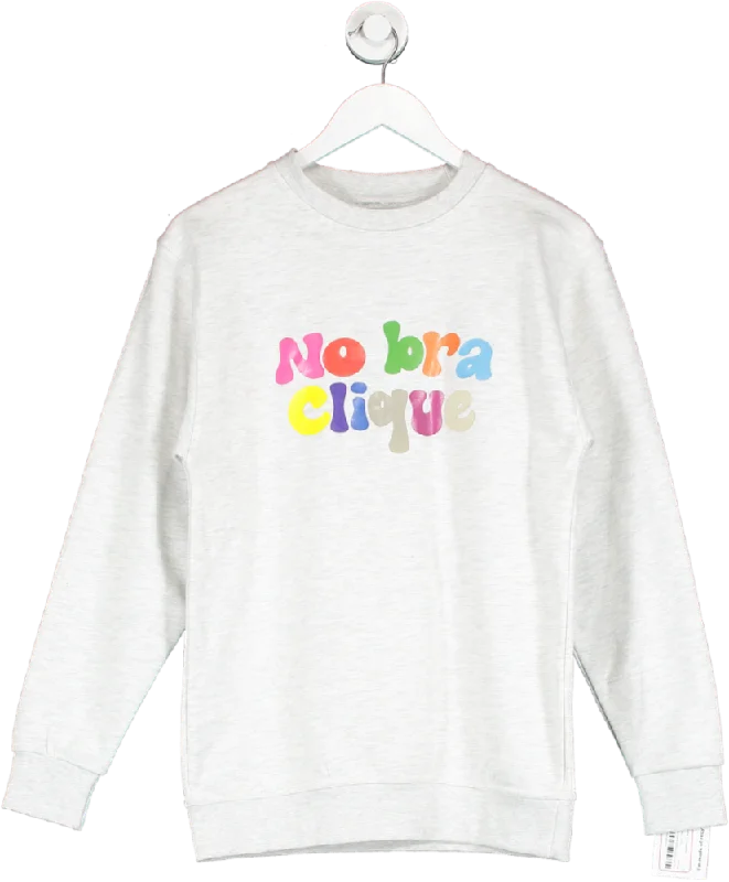 No Bra Clique Grey Bubble Text Sweatshirt UK S