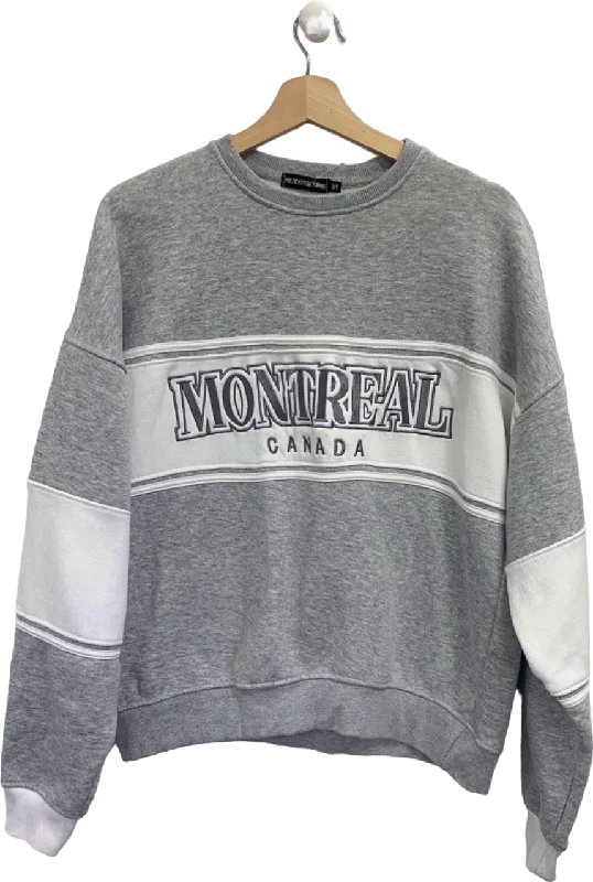 Pretty Little Thing Grey Montreal Canada Sweatshirt UK M