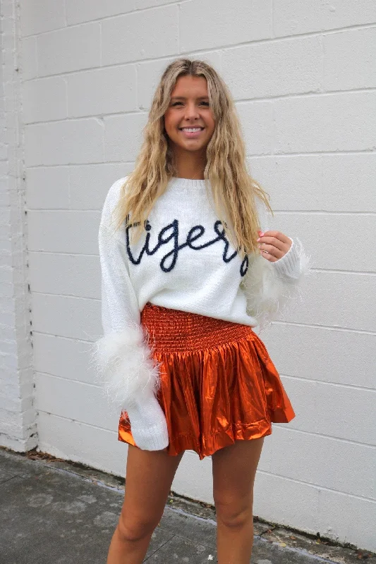 Queen of Sparkles Tigers Feather Sleeve Sweater