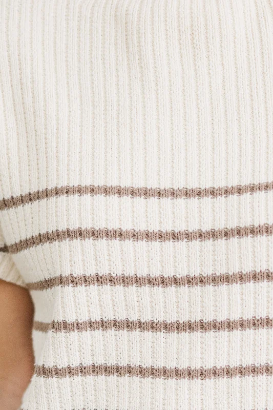 Ready For The Day Mocha Brown Striped Sweater