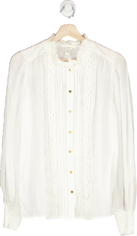 River Island White Lace Trim Blouse UK 6