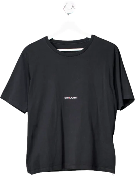 Saint Laurent Black Rive Gauche T-shirt UK S