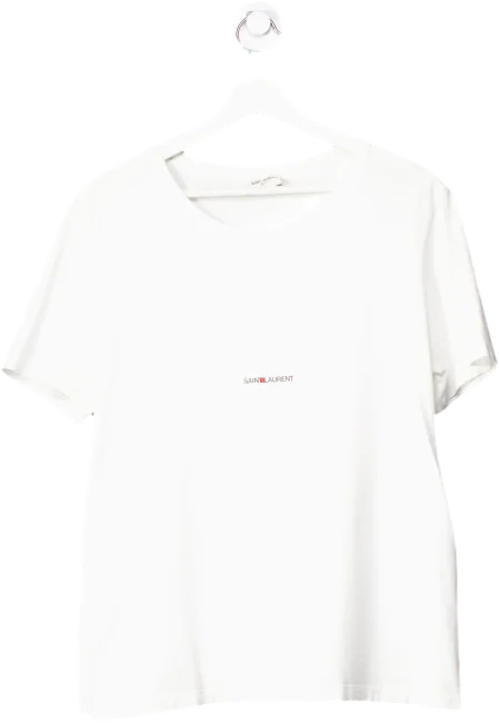 Saint Laurent White Rive Gauche T-shirt UK L