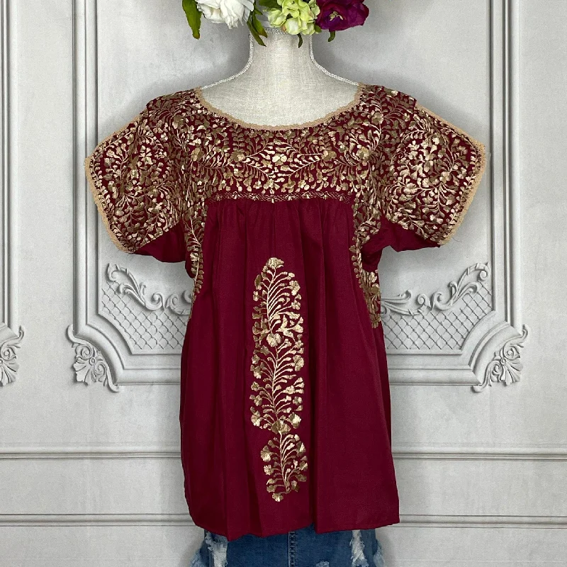 San Antonino Gala Blouse - Maroon