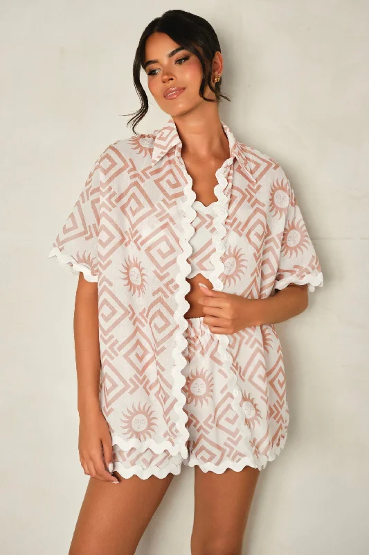 Solana short sleeved shirt Printed Cream