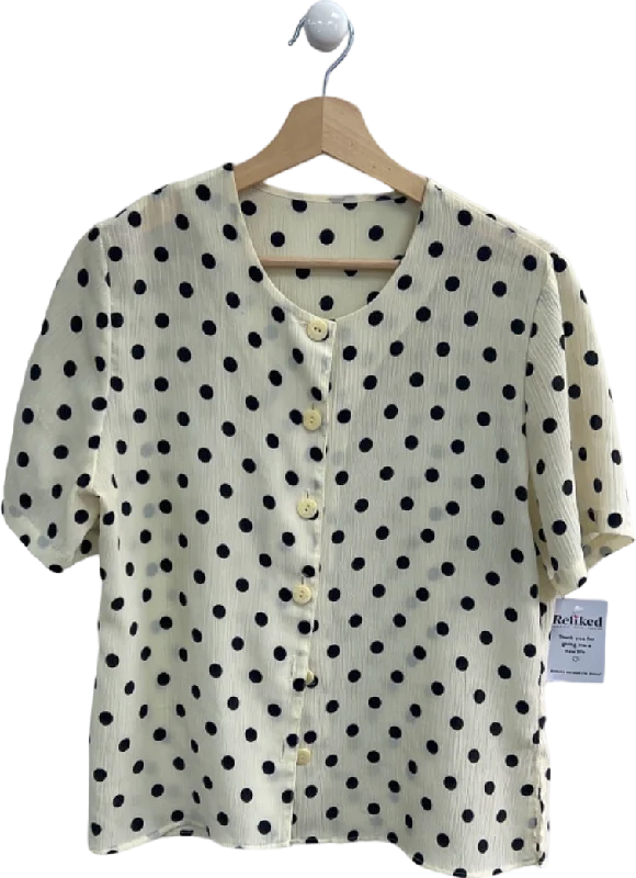 St Michael Cream Black Polka Dot Blouse UK 12