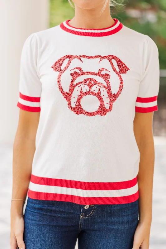 Stay In Character White/Red Bulldog Sweater