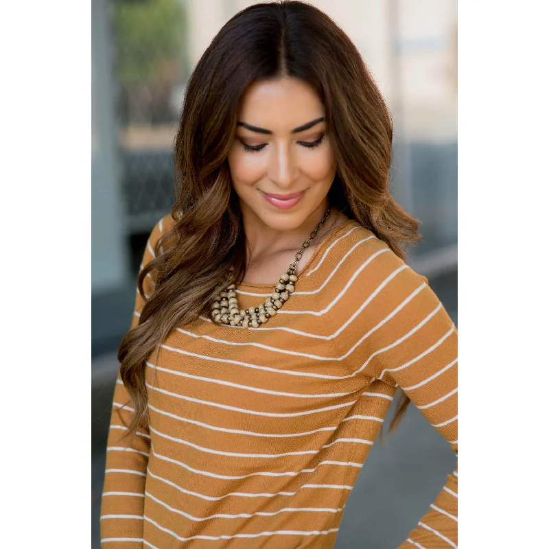 Striped Side Slit Sweater Tee