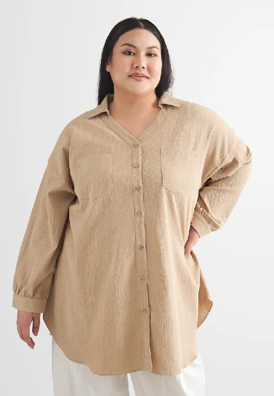 Taylor Textured Button Open Collar Shirt