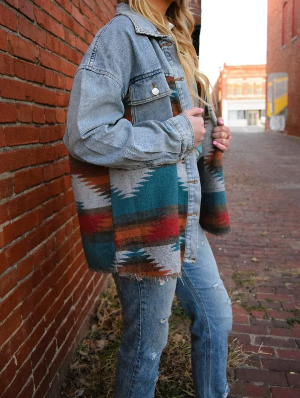 The Miranda Aztec Denim Shirt Jacket