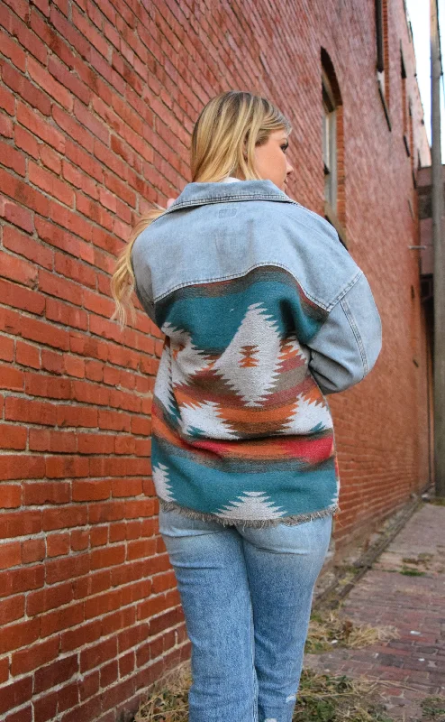 The Miranda Aztec Denim Shirt Jacket