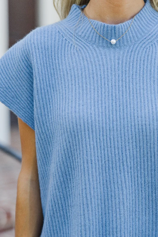 The Slouchy Blue Short Sleeve Sweater