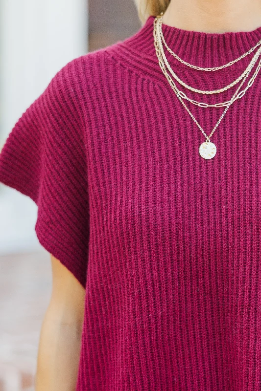 The Slouchy Burgundy Red Short Sleeve Sweater