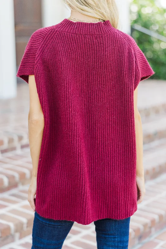 The Slouchy Burgundy Red Short Sleeve Sweater