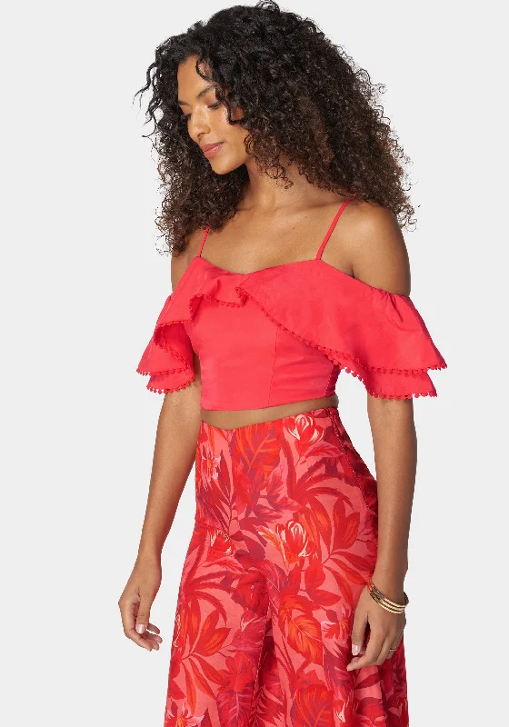 Tie Back Ruffle Trim Detail Top