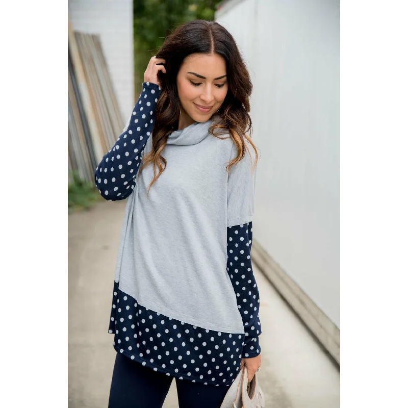 Touch of Polka Dot Cowl Neck