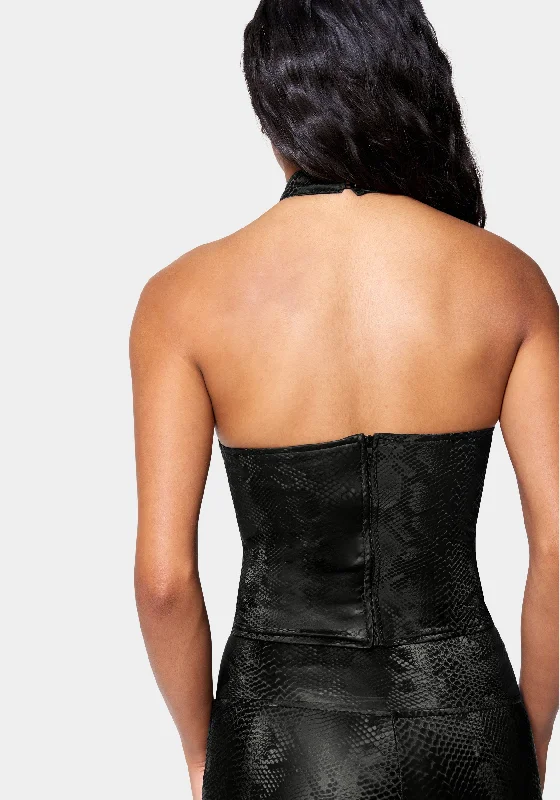 Vegan Leather Cross Front Top