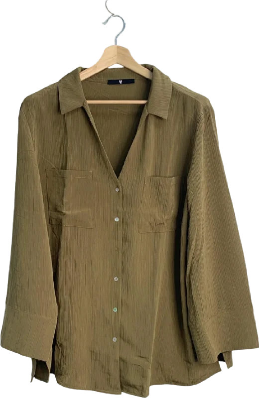 Very Olive Green Button-Down Blouse UK Size 20