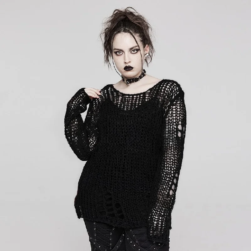 Women's Plus Size Punk Striped Knitted Sweater