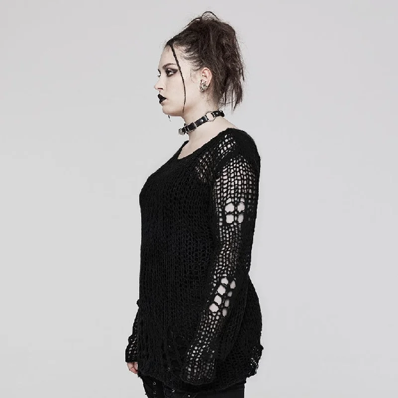 Women's Plus Size Punk Striped Knitted Sweater