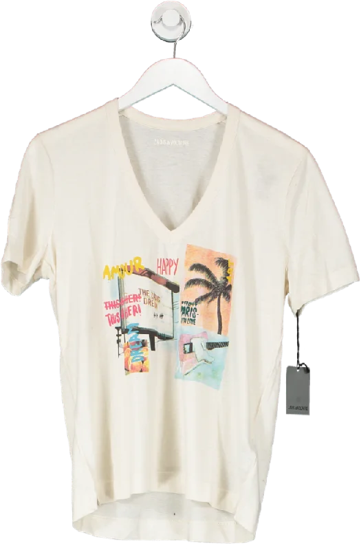 Zadig & Voltaire Beige Wassa Photo Print T Shirt UK L