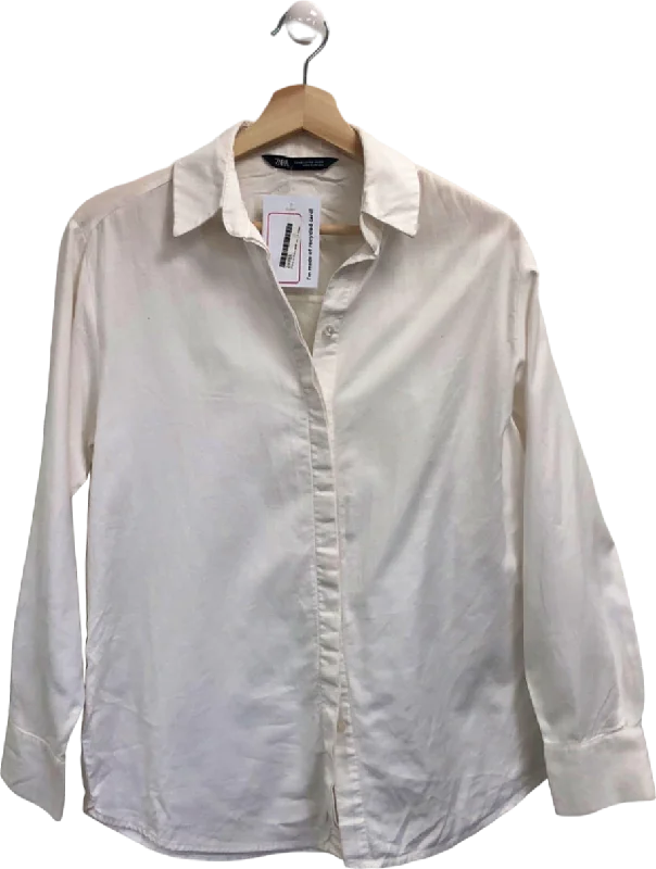 Zara White Classic Collar Shirt UK XS