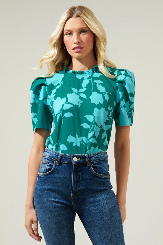 Aruba Floral Veronica Puff Sleeve Blouse