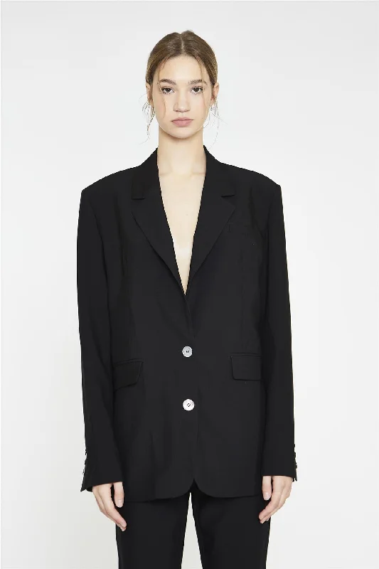 Black Single Breast Oversized-Blazer