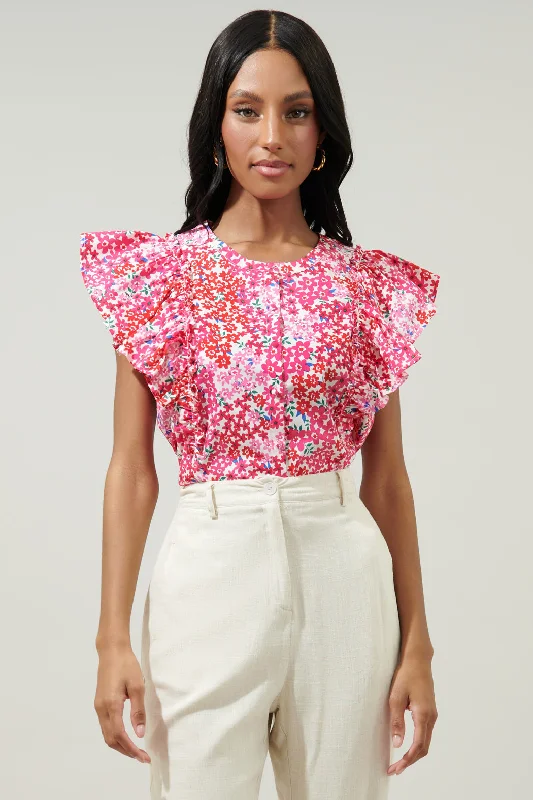 Caicos Floral Vance Button Front Blouse