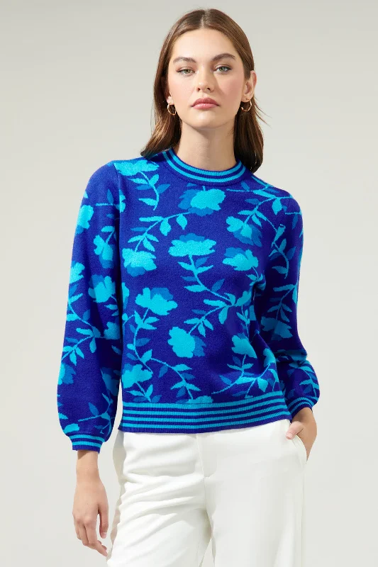 Camellia Cosmo Floral Mock Neck Sweater