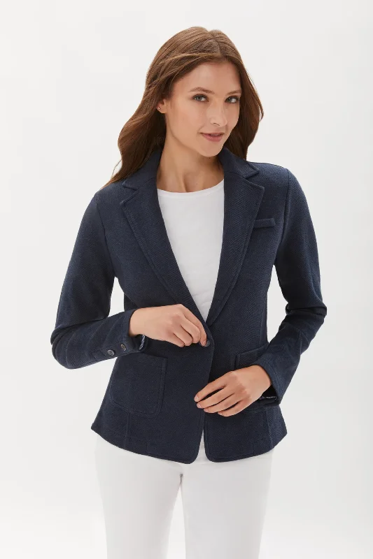 Ecru KNIT TWILL BLAZER - ECRU